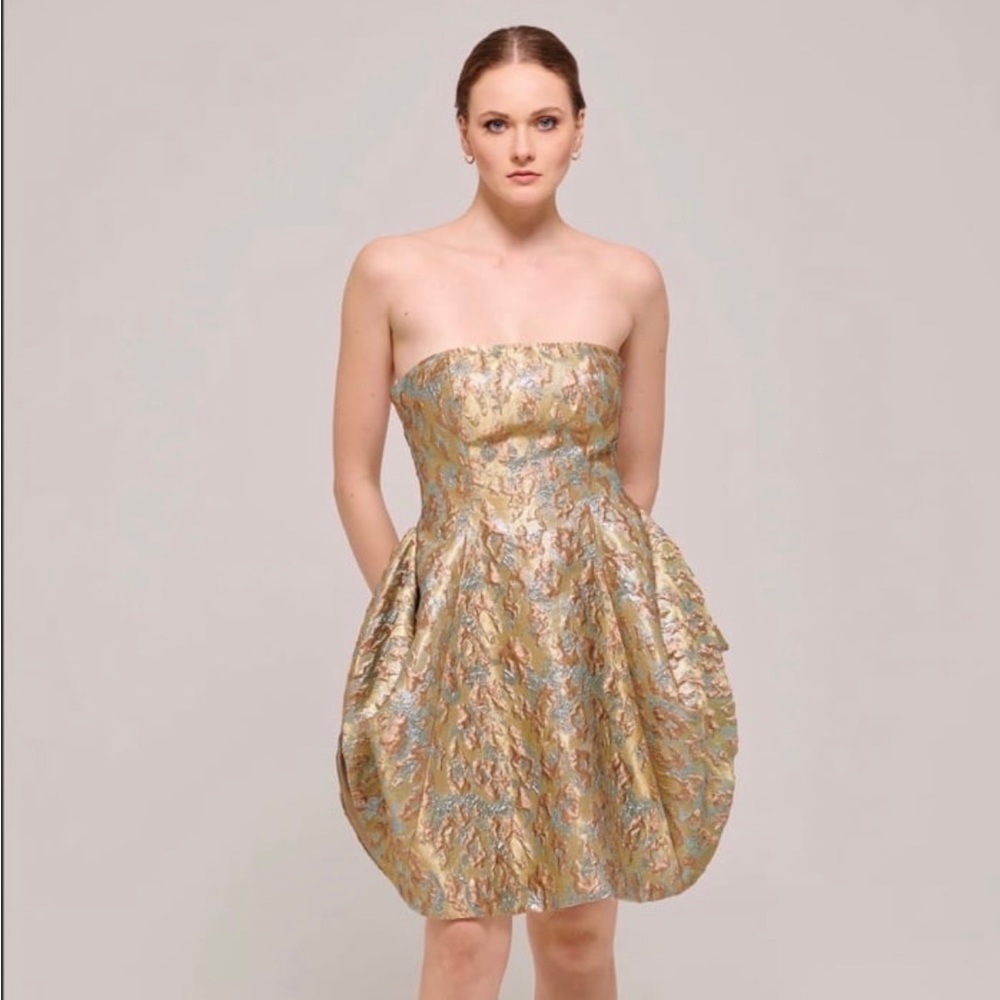 STRAPLESS NECKLINE BUBBLE SKIRT
DETAIL MINI COCKTAIL DRESS